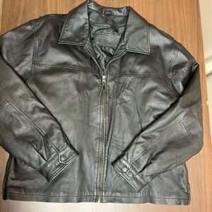 St. John's Bay Black Leather Jacket – Size L